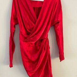 ASOS DESIGN drape satin mini dress in Red